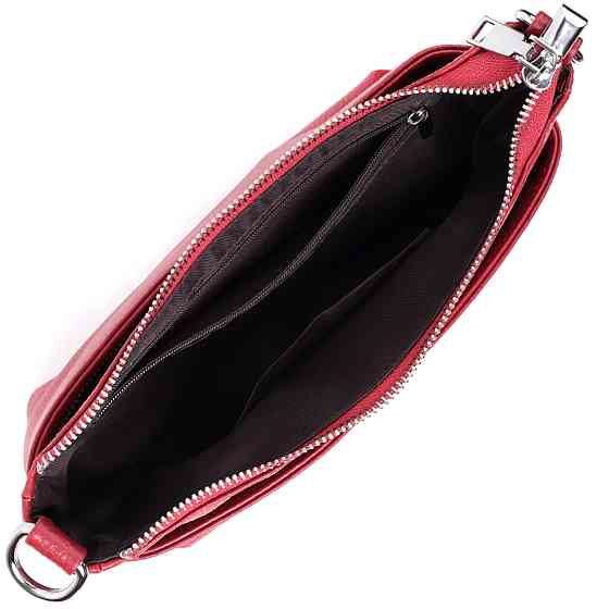 Сумка середнього розміру на три відділення з натуральної шкіри Червоний (Vintage) Київ