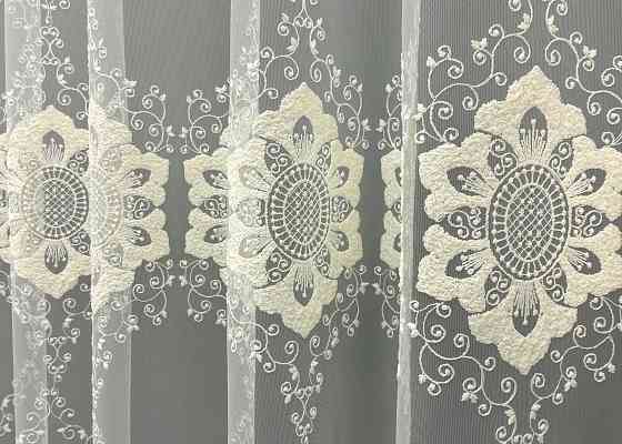Тюль фатин с вышивкой и люрексом Цвет молочный 1850т Киев
