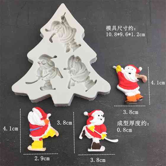 Силиконовый молд Дед Мороз 108 на 96 мм серый Киев