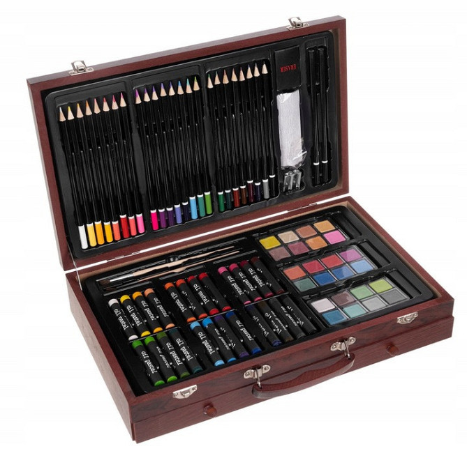 Великий Набір для малювання 143 елементів у дерев'яній валізі Maaleo (15611) Нововолинськ - фото 2