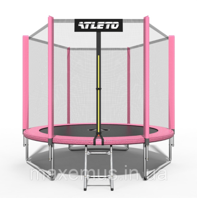 Детский батут с защитной сеткой и лестницей Atleto 183 см (6 ft) до 50 кг розовый Мостиска - изображение 7