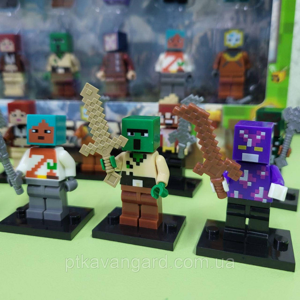 Набір фігурок Майнкрафт 12 героїв + зброя, з підставками 2912-2 Хмельницький - фото 6