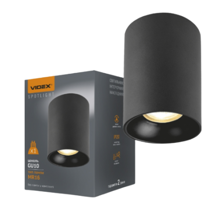 LED Світильник накладний під лампу GU10 чорний VL-SPF14A-B Videx Житомир