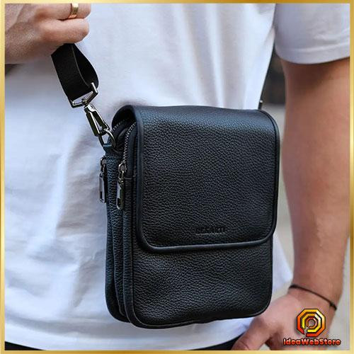 Сумка месенджер чоловіча шкіряна через плече чорна Tiding Bag Київ - фото 1