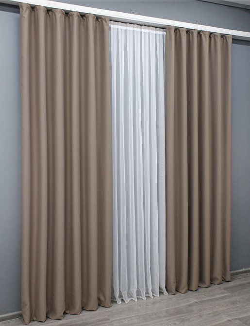 Комплект готовых штор VR-Textil Блэкаут Midnight № 1674ш Капучино 120х290 см 2 шт (39-0087) Киев - изображение 4