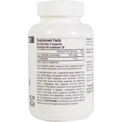Амінокислота Source Naturals L-Триптофан 500мг, 60 капсул (SNS-01984) Вінниця - фото 2