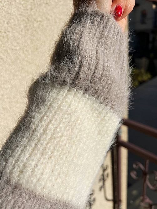 Светр жіночий A-N 2157 широка смуга короткий пухнастий ангора, сірий, 42-46 Київ - фото 4