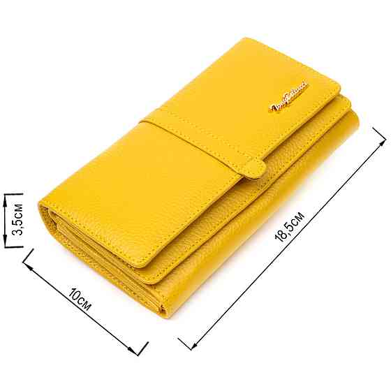 Барвистий жіночий гаманець з великою кількістю відділень із натуральної шкіри Tony Bellucci 21960 Жовтий Київ