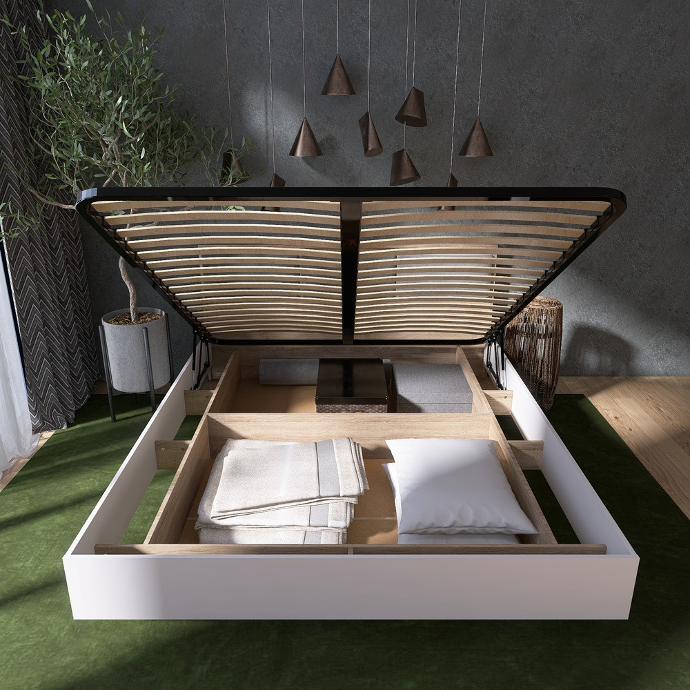 Ліжко двоспальне з підйомним механізмом Еверест Сіті-1600 200,5х168,8х82,6 см Дуб сонома/Білий (DTM-071087) Львів - фото 8