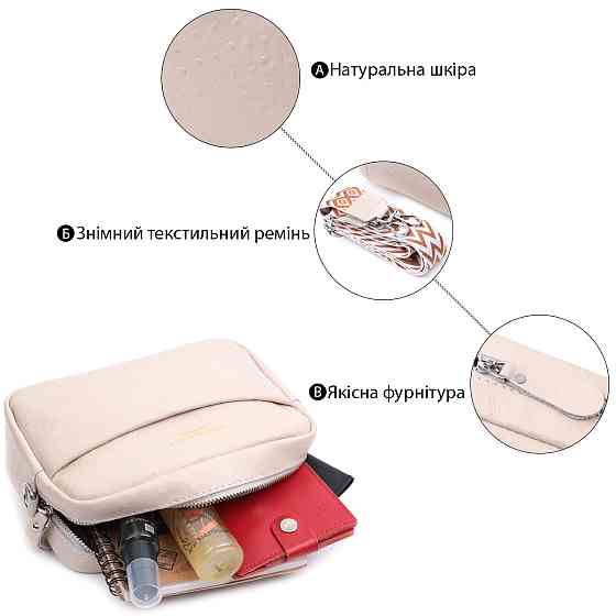 Фактурная женская сумка из натуральной кожи Vintage 22660 Белая Киев