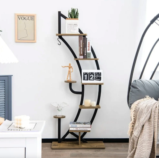 Стелаж для квітів Costway Ruta у формі півмісяця коричневий Київ - фото 1