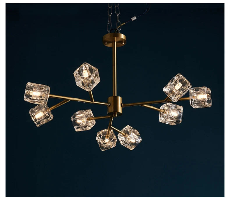 Світлодіодна люстра Кубик 8614 (Золота) на 9 плафонів Вінниця - фото 2