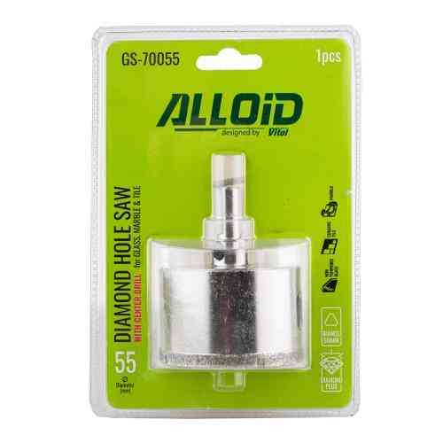 Свердло корончате алмазне по склу та кераміці 55мм з центрувальним свердлом Alloid Одеса
