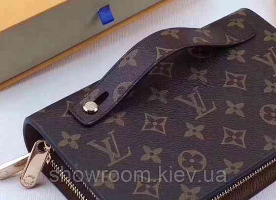 Мужской брендовый клатч барсетка LV (2012) dark brown Киев