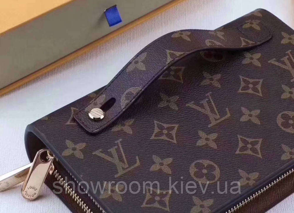 Чоловічий бреновий клатч барсетка LV (2012) dark brown Київ - фото 2