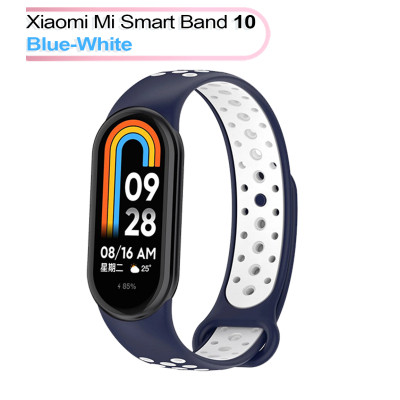 Ремінець до фітнес браслета BeCover Vents Style для Xiaomi Mi Smart Band 10 Blue-White (713632) Вінниця - фото 1