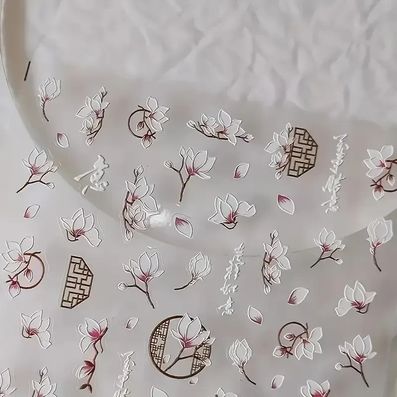 5D рельефные наклейки для ногтей с лотосом – объемный дизайн маникюра Киев - изображение 5