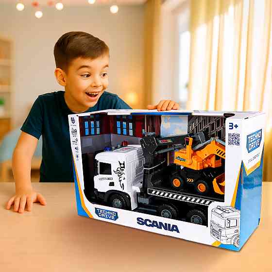 Ігровий набір серії Super Big Truck – Автокран Scania з екскаватором (світло, звук) Днепр