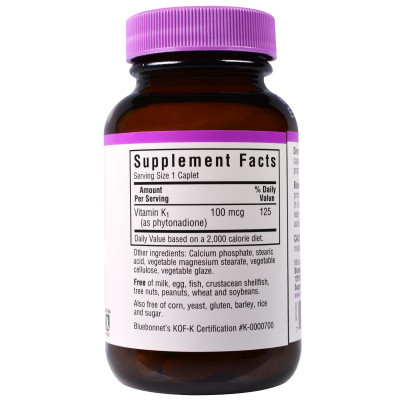Витамин Bluebonnet Nutrition Витамин К1 100мкг, 100 капсул (BLB0650) Винница - изображение 2