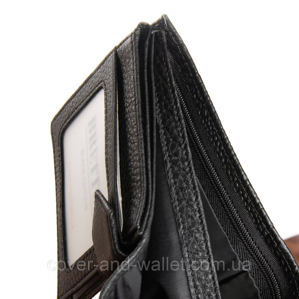 Чоловічий портмоне середнього розміру з натуральної чорної шкіри з тисненням під крокодила Bretton Київ - фото 7
