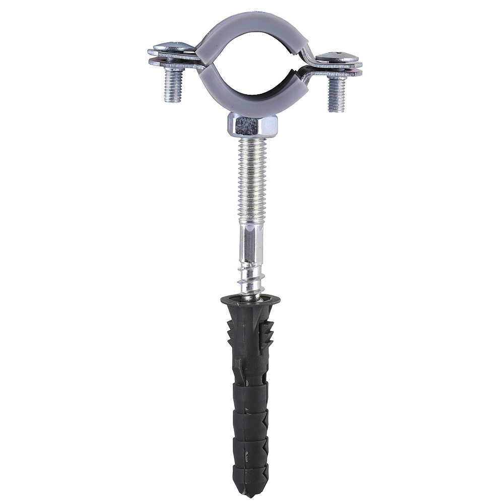 Хомут в зборi CR    1/2″ (20-23мм) з гвинтом-шурупом 8*80 та дюбелем в уп., сірий Тернопіль - фото 1