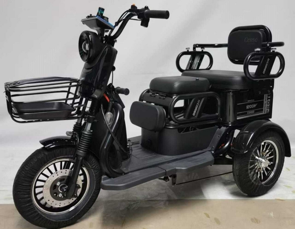 Электрический трицикл с кузовом Corso PROTEX (1200W, 72V/23Ah) - Черный. Харьков - изображение 2