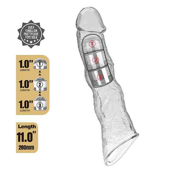 Подовжуюча насадка Pretty Love - Extension Penis Sleeve with Modular Length Blocks Clear, BI-026280M Sex Aura Київ