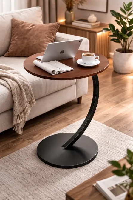 Прикроватный кофейный столик DASH-64224 45х30х60 см Темное-Дерево Коломия - фото 1