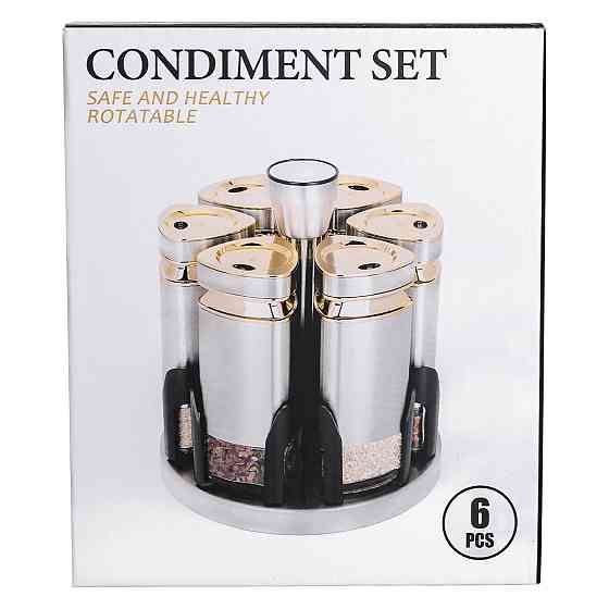 Yiwu Набір баночок для спецій 6 шт 120 мл карусель для зберігання спецій HP-1332 Київ
