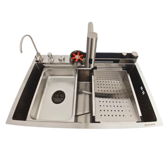 VALESO Мийка кухонна сатин Valeso Handmade "Водоспад" (ДЕКОР) 75х45DF Киев