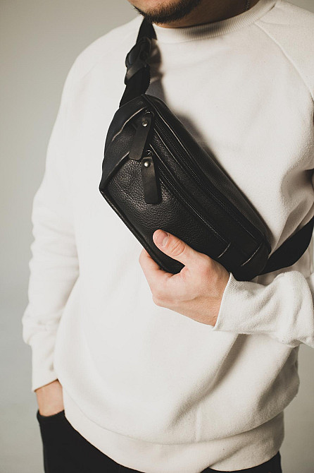 Сумка на пояс из натуральной кожи флотарий SL005 (Черная) Сумы - изображение 7