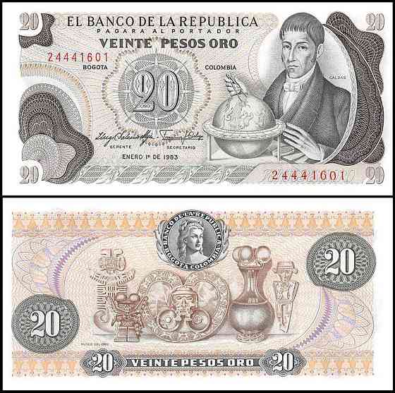 Колумбія / Colombia 20 pesos 1983 Pick 409d UNC Полтава