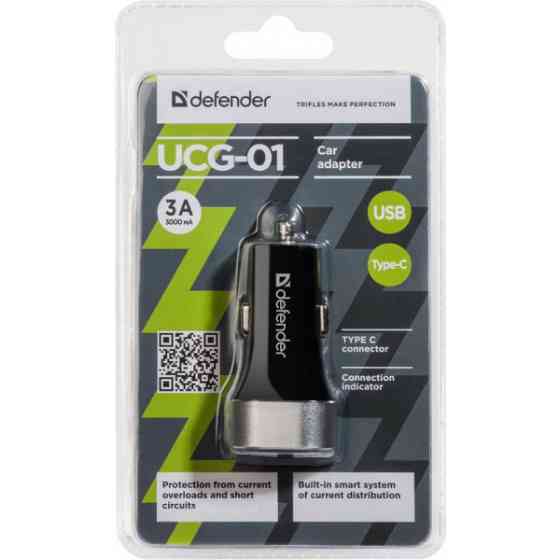 Автозарядка 2xUSB 27W (USB-C + USB-A) UCG-01 5V/5.4A Defender (83569) Киев