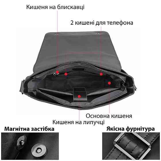 Сумка мужская Vintage 20435 Черная Киев