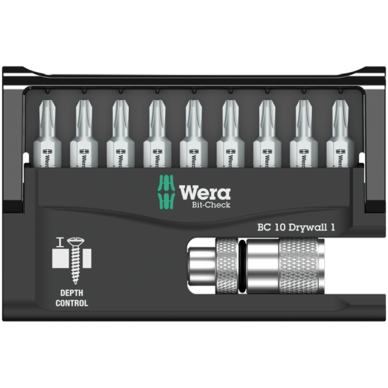 Біти PH2 для гіпсокартону Wera Bit-Check 10 Drywall 1 з обмежувачем, 9шт 05136011001 Одеса