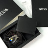 Чоловічий набір гаманець і пасок на подарунок Boss (208)