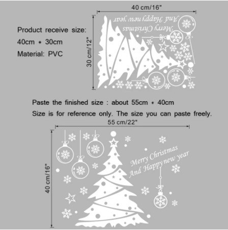 Новогодняя наклейка Елка виниловая 30 на 45 см белый Киев - изображение 3