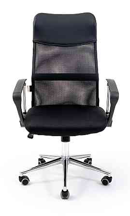 Офісне Крісло Керівника Richman Ultra Хром М1 Tilt Сітка + PU Чорний Київ
