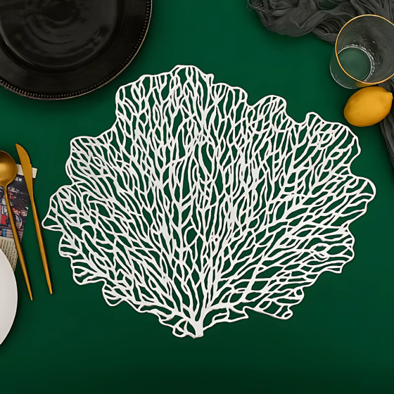 Сервировочная салфетка под горячее фигурная 48х38 см, коврик сервировочный серебристый набор 2 шт Каменец-Подольский