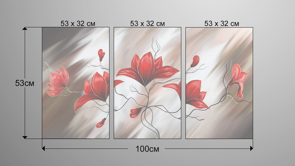 Модульна картина Абстракція Квіти Аrt-160_3А Київ - фото 3