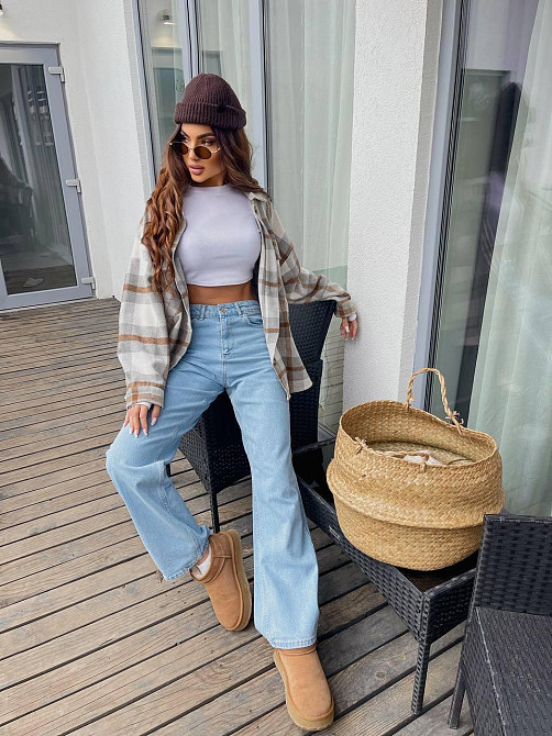 Женские голубые джинсы трубы-палаццо коттон 100% Одесса - изображение 8