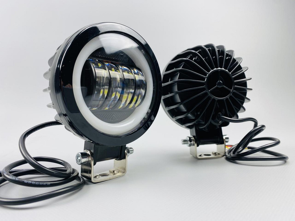 Світлодіодна лампа робочого освітлення, водонепроникна кругла фара 40W (+ LED кільце) для автомобіля Мукачево - фото 5