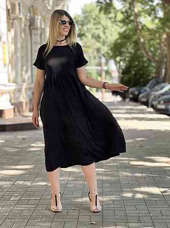 Літня сукня міді вільного крою "Ordinary" оптом | Батал 54-56, Чорний Київ