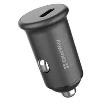 Зарядное устройство ColorWay 1USB Car ( PD USB Type-C (20W) Gray (CW-CHA028PD-GR) Винница