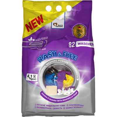 Стиральный порошок Wash&Free Universal Жасмин и лаванда с марсельским мылом 4.1 кг (4262396140906) Винница