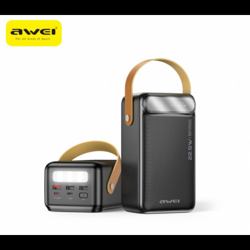 Потужний Power Bank Awei P101K 60000 mAh для зовнішнього живлення портативних пристроїв і смартфонів Одеса - фото 1