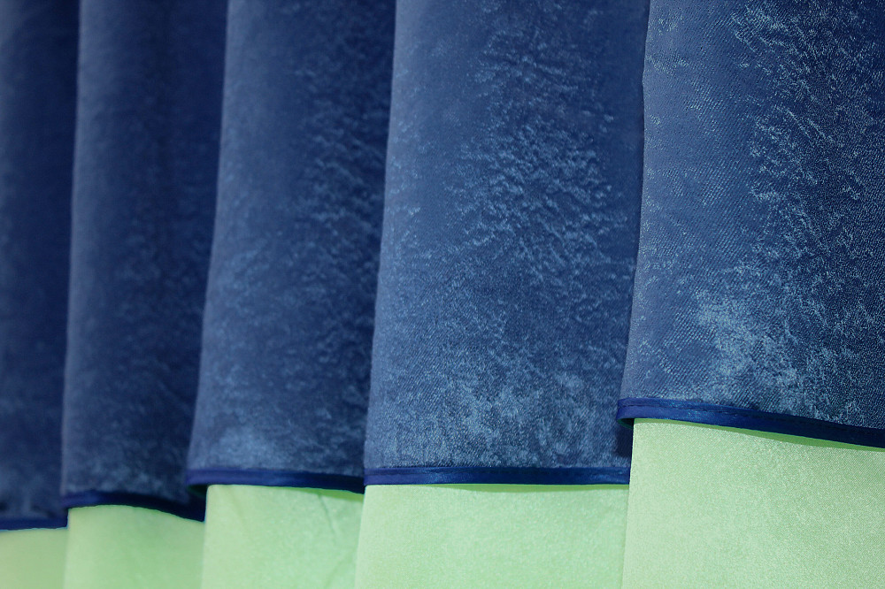 Кухонні штори VR-Textil № 073к з ламбрекеном і підхватами салатовий з синім 270х170 см (52-0271) Київ - фото 5