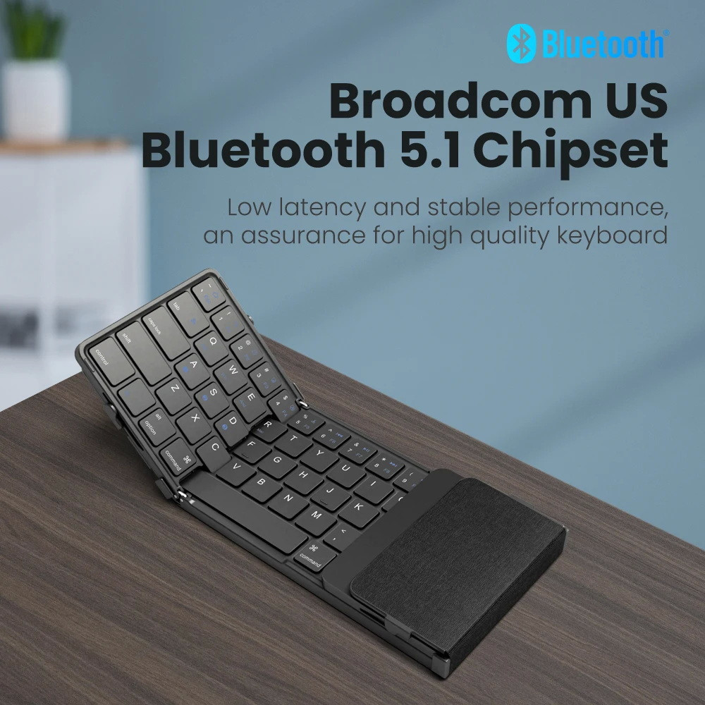 Складная беспроводная Bluetooth клавиатура Avatto B1053 с тачпад (Черная, en+ru) Николаев - изображение 4