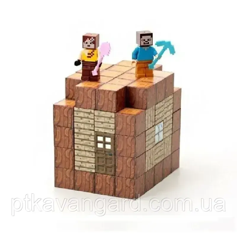 Конструктор магнітний майнкрафт 81 магнітних блоків дерев'яний будинок Стіва Dream World LZCK 031 Хмельницький - фото 8