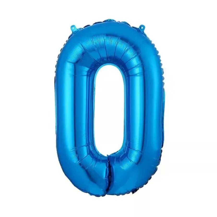 Цифра фольгированная 0 синий 32